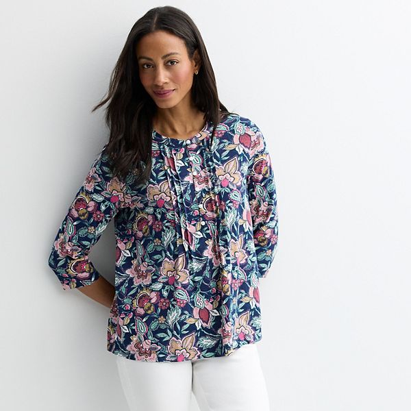 

Женская блузка с защипами Croft & Barrow, Navy Chic Floral