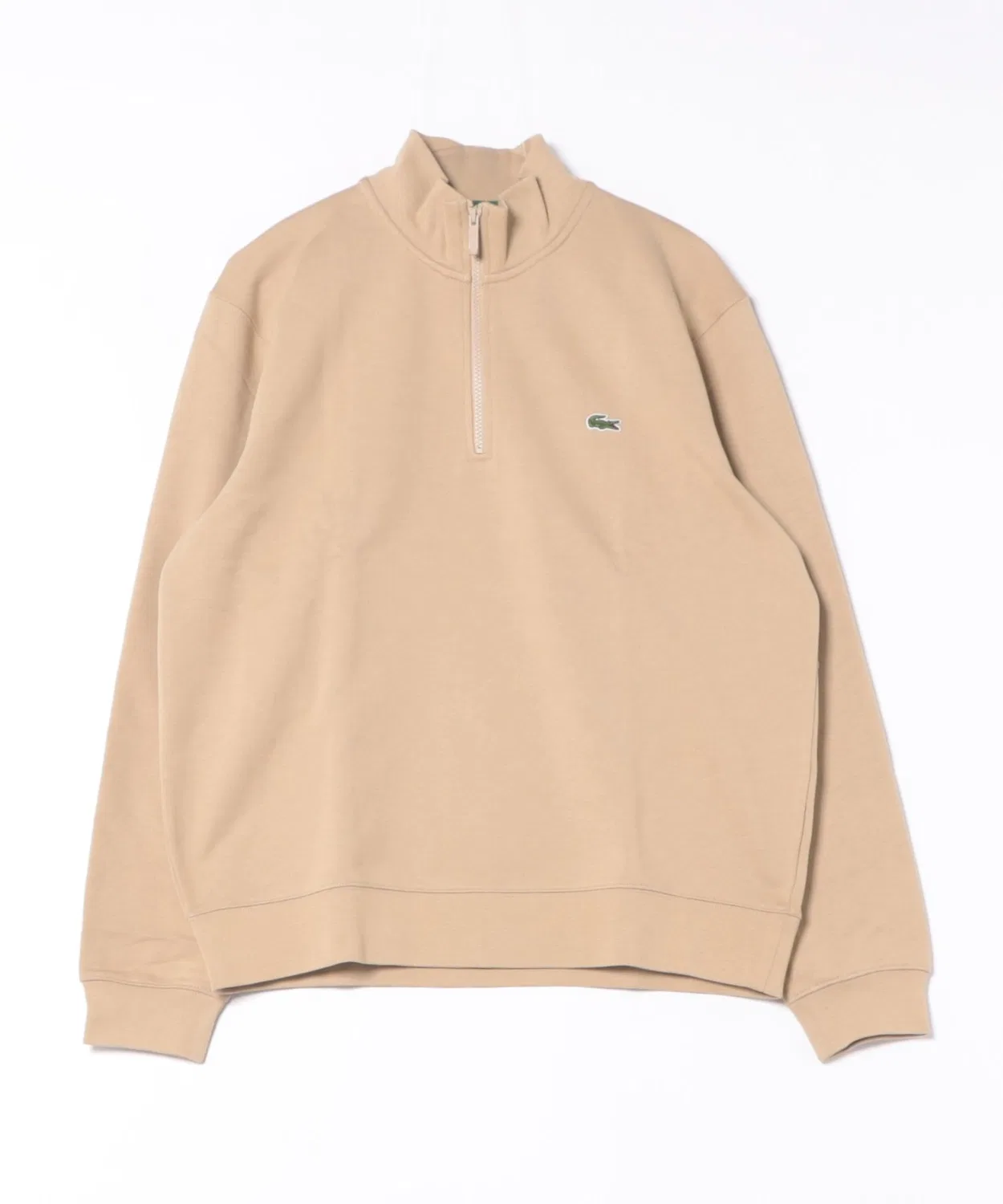 Свитшот с высоким воротником Lacoste на молнии, органический хлопок, бежевый