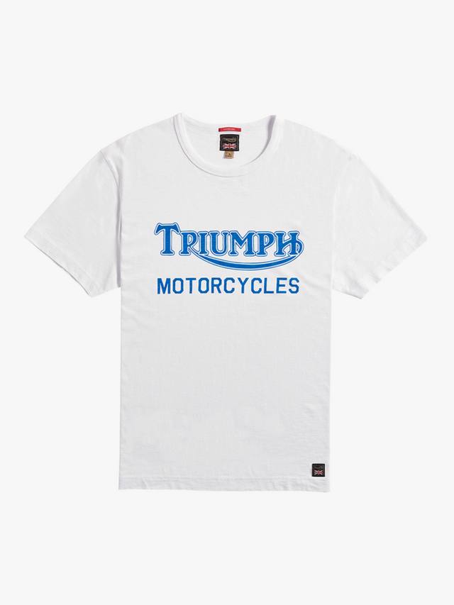

Футболка с логотипом barwell cotton regular fit с коротким рукавом и логотипом Triumph Motorcycles, цвет White/Blue