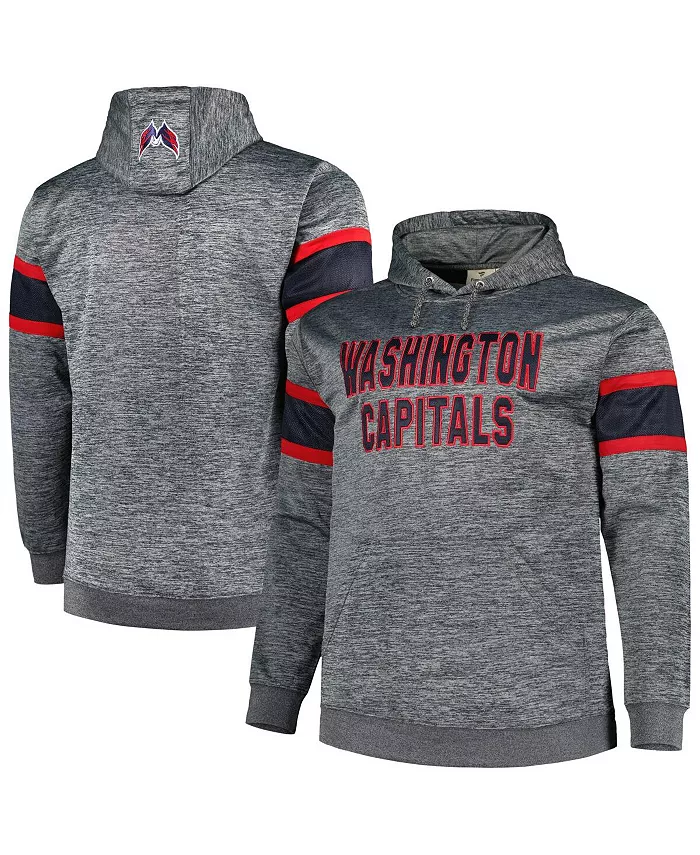 

Мужская толстовка с капюшоном Heather Charcoal Washington Capitals Big and Tall в полоску Profile