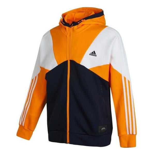 

Куртка Men's adidas Stripe Splicing Logo Printing Zipper Hooded Jacket Autumn Black, черный