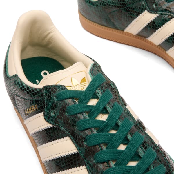 Кроссовки Samba со змеиным принтом Adidas, Cream White & Collegiate Green — фото 3