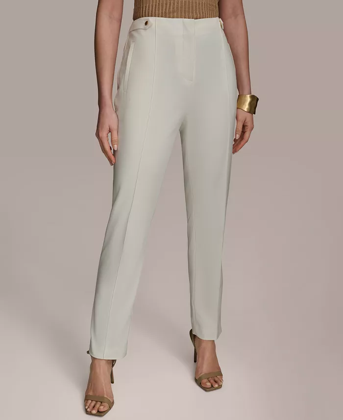 

Женские брюки с высокой посадкой и зауженным кроем Donna Karan New York, коричневый/бежевый