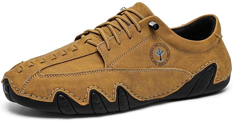 

Мужские повседневные обувные туфли для вождения, легкие кожаные с шнуровкой, удобные мокасины с противоскользящей и дышащей подошвой, кроссовки для ходьбы Asifn, коричневый