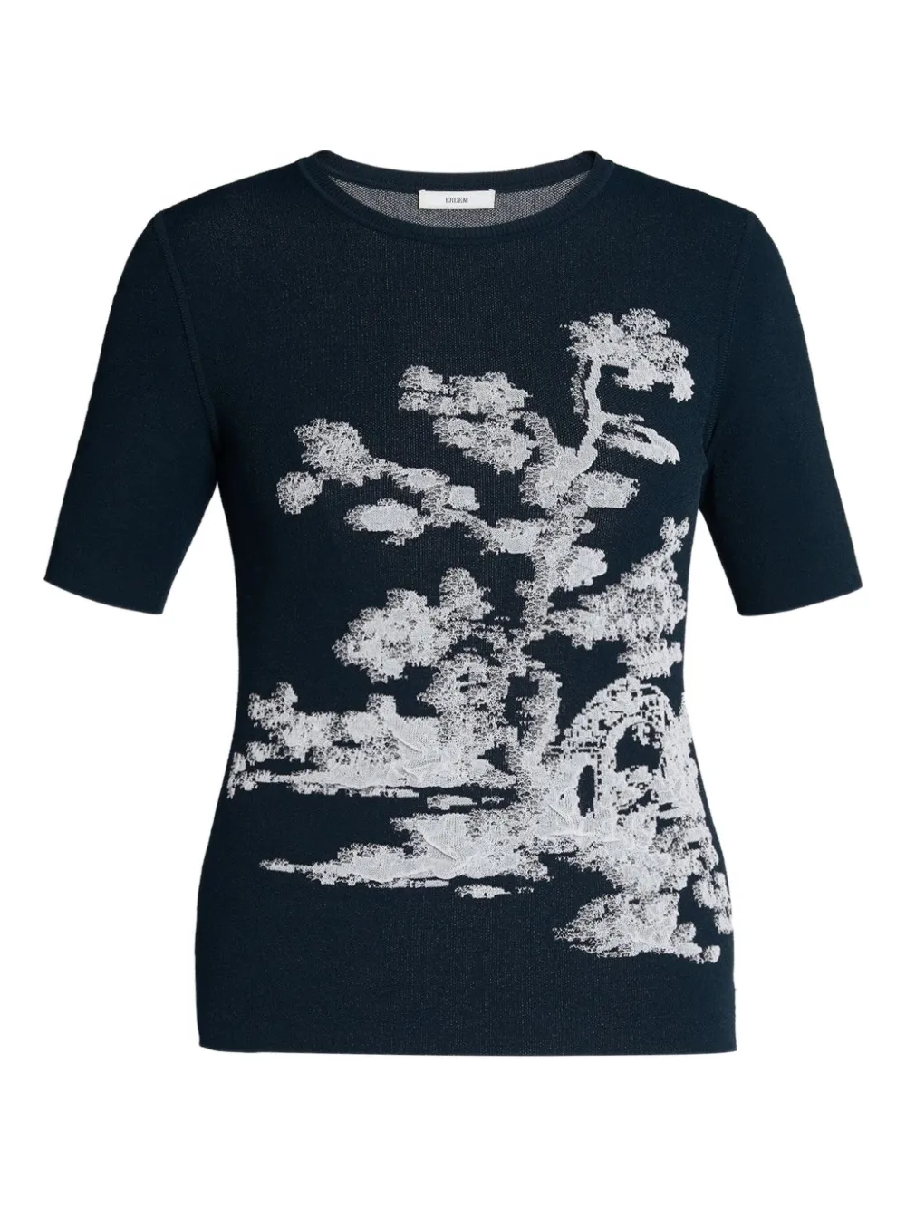 

Жаккардовый топ с короткими рукавами ERDEM, синий