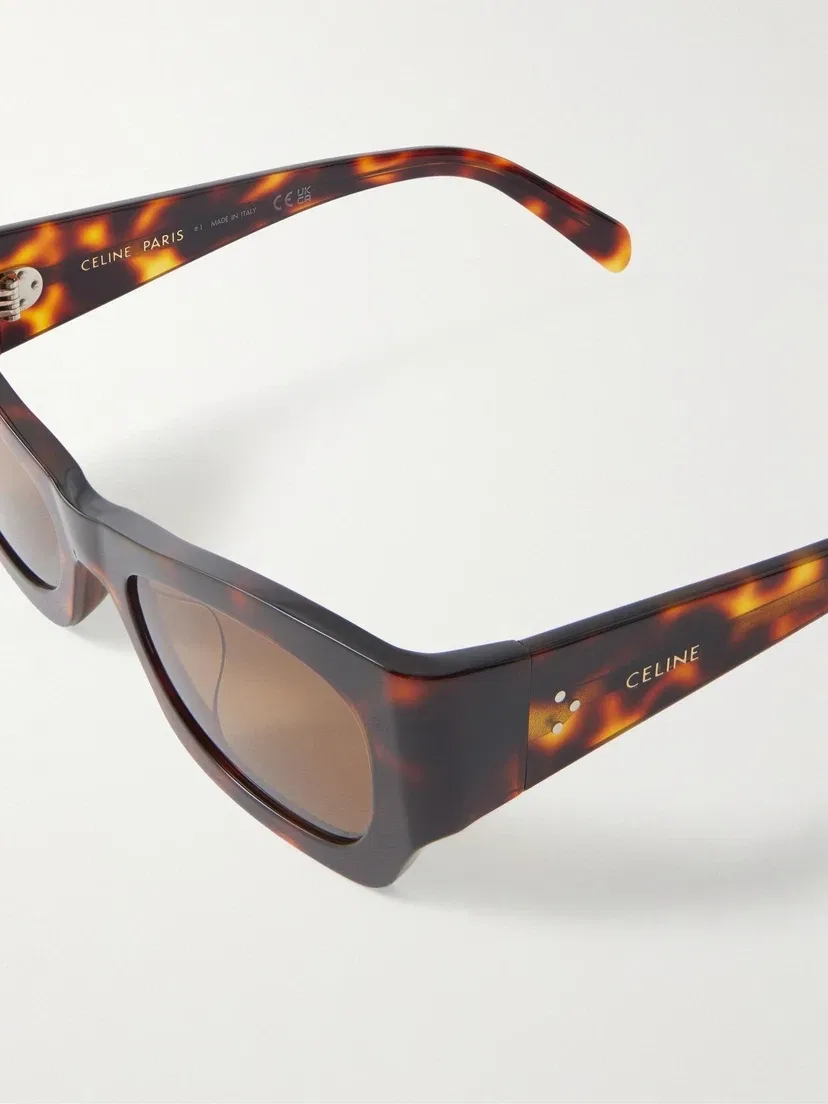 Солнцезащитные очки-авиаторы с черепаховой оправой из ацетата CELINE EYEWEAR, коричневый — фото 4