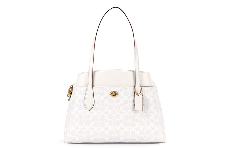 

Сумка через плечо из ПВХ с кожаными вставками женская белая COACH