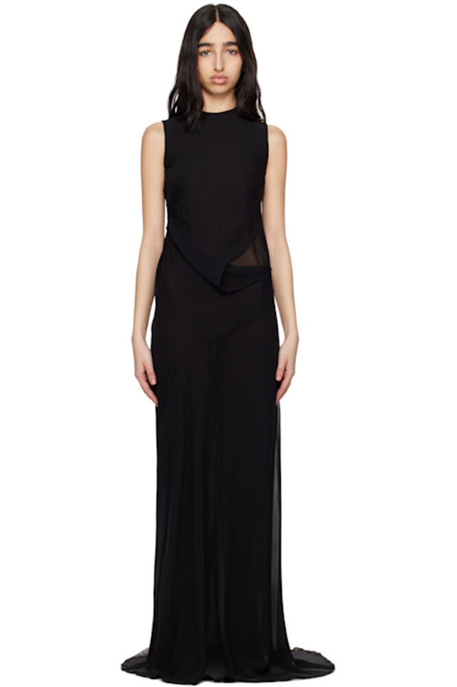 

Черное длинное асимметричное платье макси Leah Ann Demeulemeester