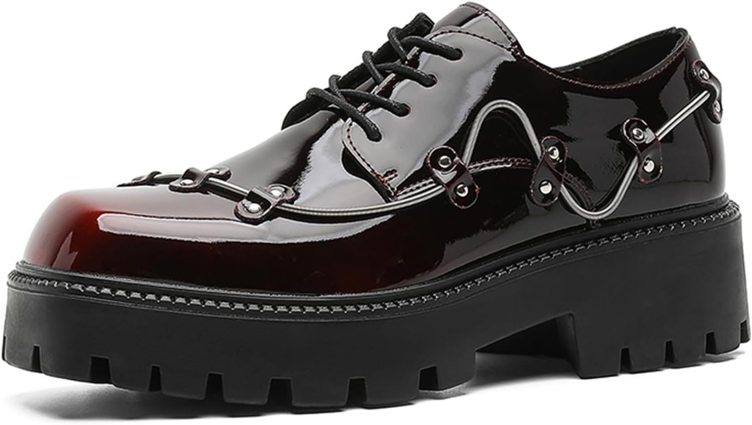 

Мужские готические оксфорды на платформе с металлическим декором Bangteuo, красный