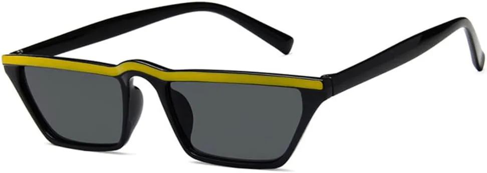 

Солнцезащитные очки «кошачий глаз» 2027 года для женщин, стильные белые и черные, в маленькой оправе, прямоугольные женские очки в стиле ретро MTZJH, C1 Yellow Black