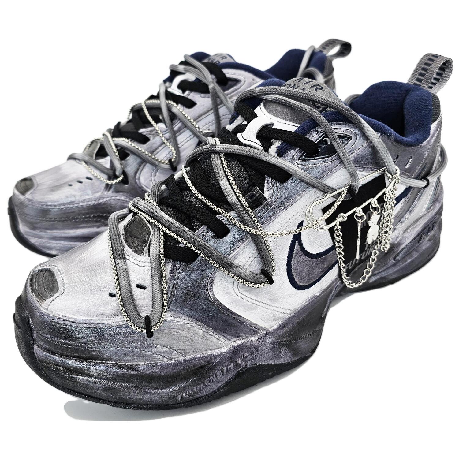 Nike Air Monarch 4 массивные кроссовки унисекс низкие серебристые с титановым покрытием, цвет Plated Titanium Silver — фото 3