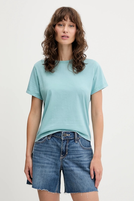 

Хлопковая футболка Abercrombie & Fitch, бирюзовый