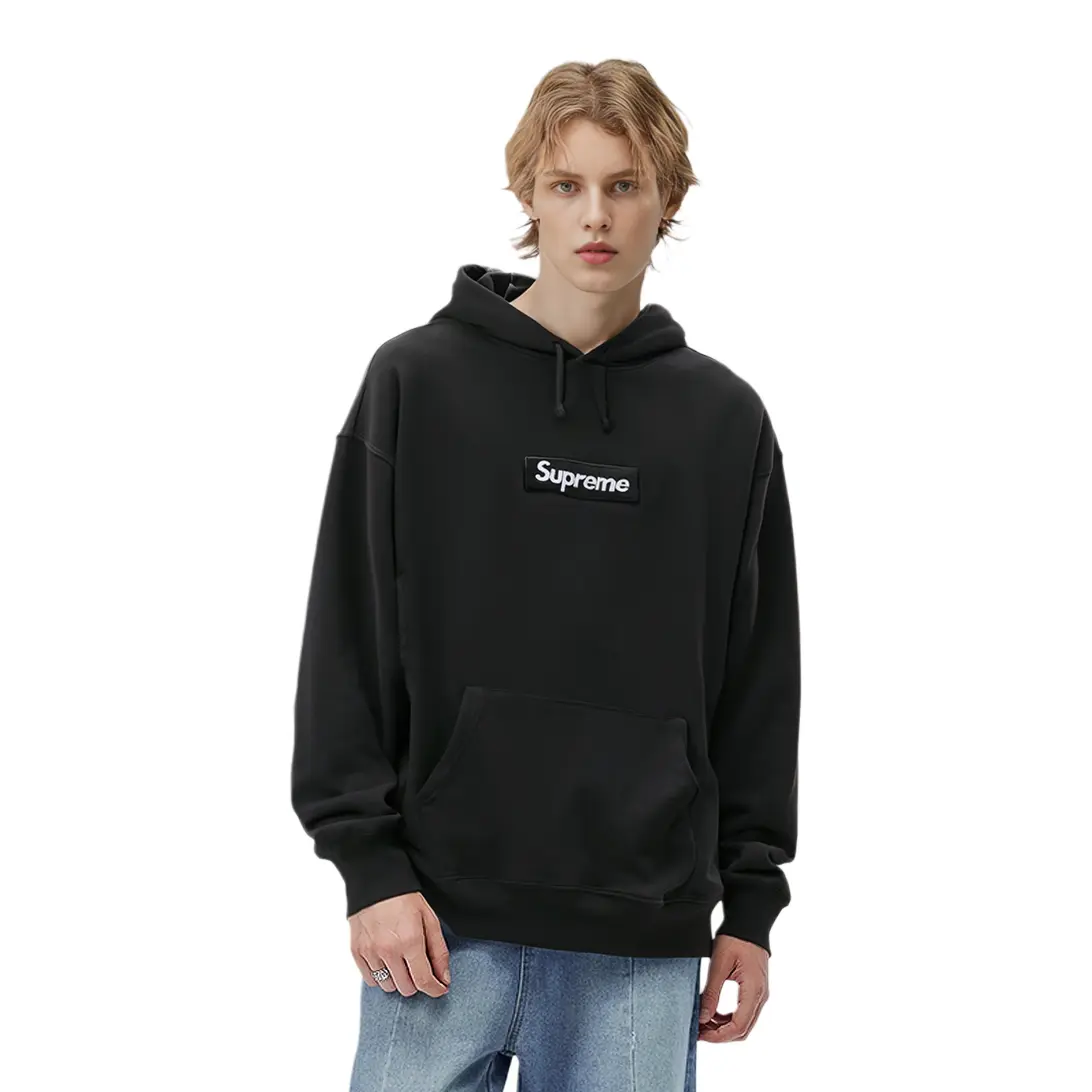 Футболка с капюшоном Supreme Week 16 Box Logo, антрацитовый серый — фото 3