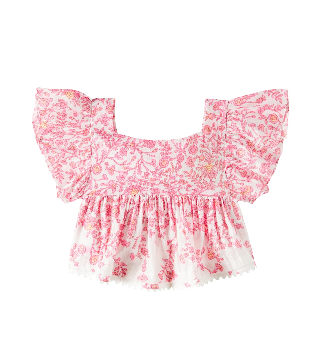 

Майка из хлопковой смеси с оборками Cycas Poupette St Barth Kids, Pink Lazuli