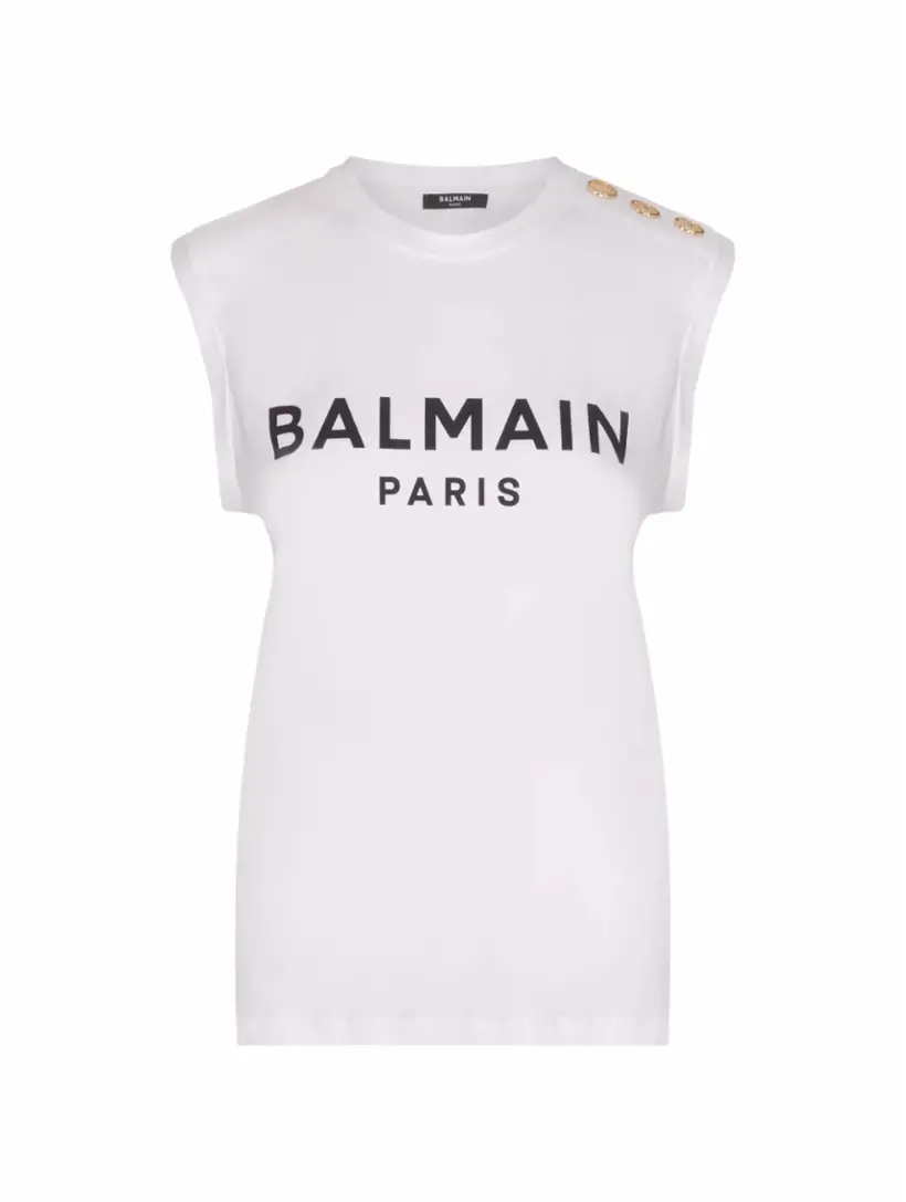 

Хлопковый топ с логотипом Balmain, белый