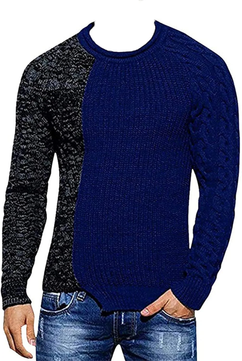 

Свитер Kaxiya2021 мужской с круглым вырезом и цветными блоками