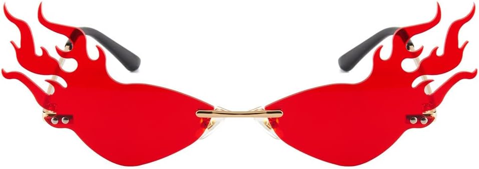 

Солнцезащитные очки LASPOR Fire Flame для женщин и мужчин, ретро-очки без оправы в форме волны, винтажные очки в форме огня, золотистая металлическая оправа, Red Flame