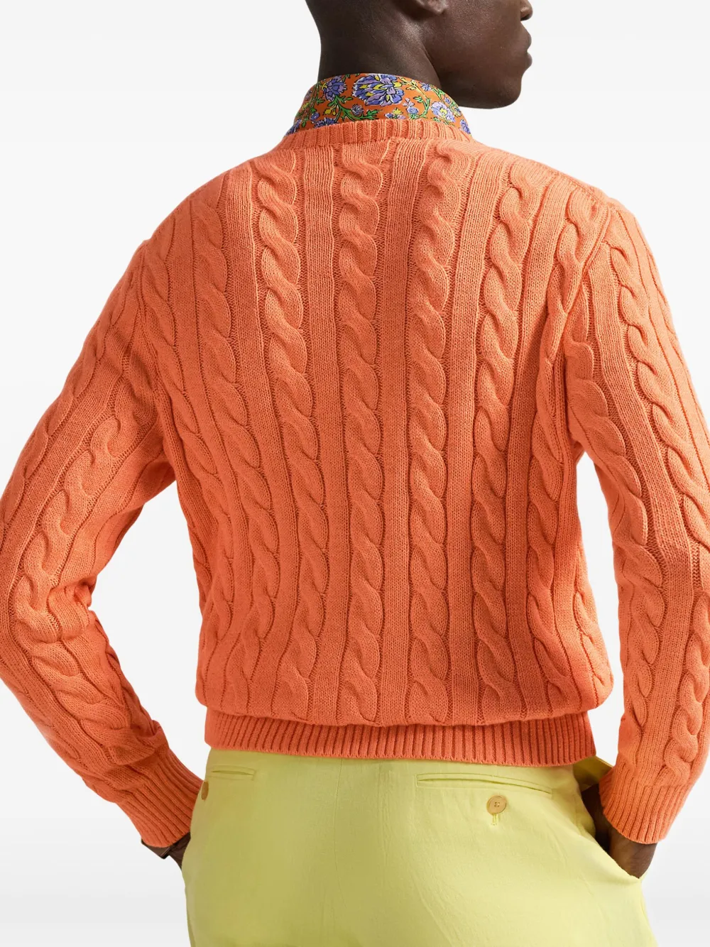 Свитер фактурной вязки Polo Ralph Lauren, оранжевый — фото 4