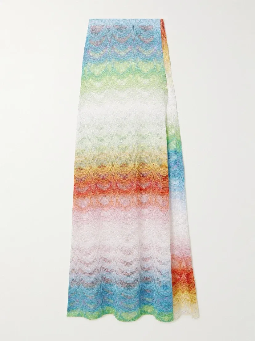 Длинная юбка макси с металлизированными полосками и вязкой крючком Mare Missoni, мультицвет