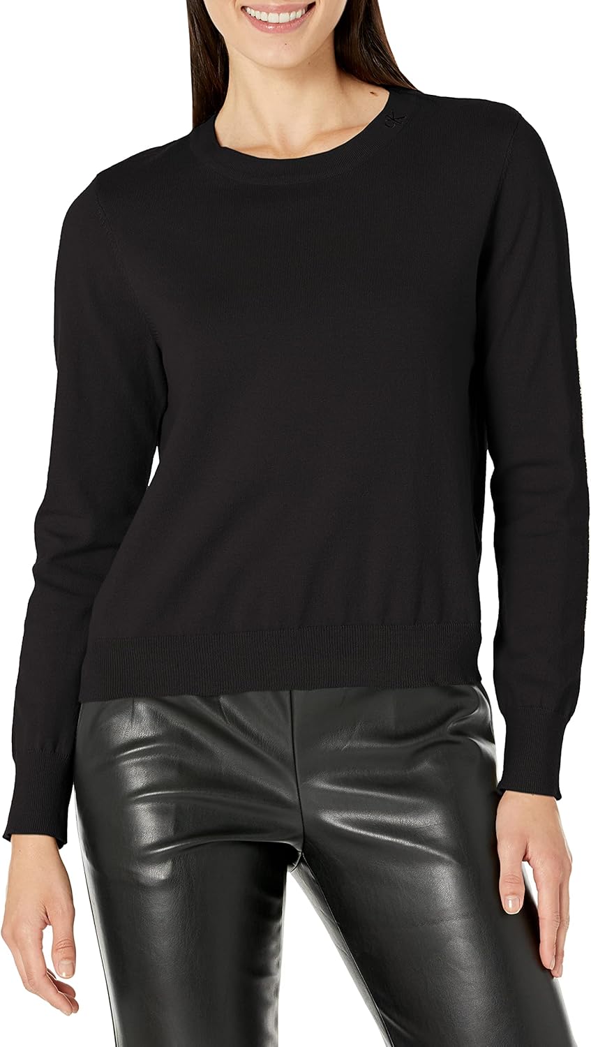 

Женский свитер с круглым вырезом и вышитым логотипом Calvin Klein, Black