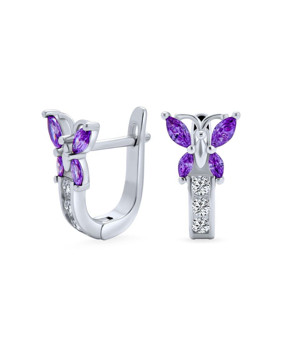 

Серьги-кольца Majesty Butterfly Huggies - фиолетово-белые с фианитами, из стерлингового серебра Bling Jewelry, Purple