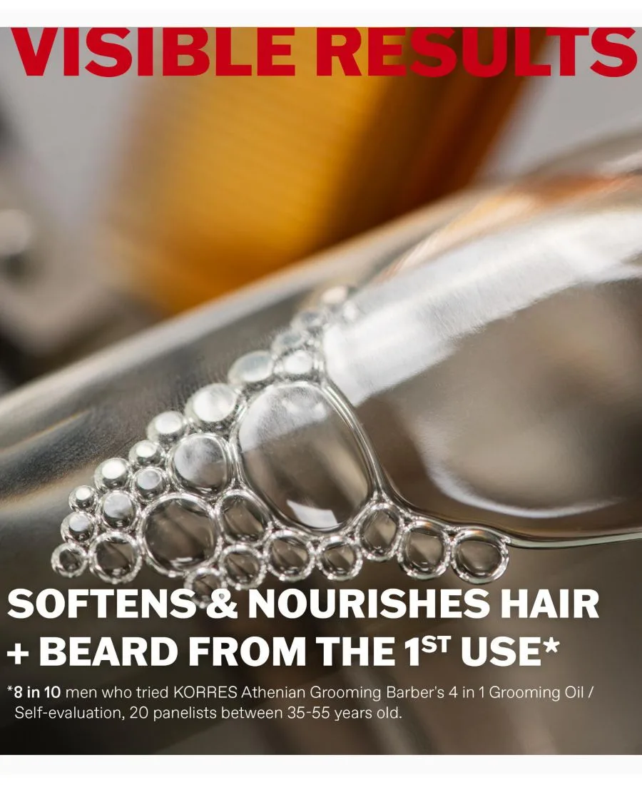 KORRES Афинское многофункциональное масло для ухода за волосами Athenian Grooming Barber's 4-в-1, 3,38 унции — фото 2