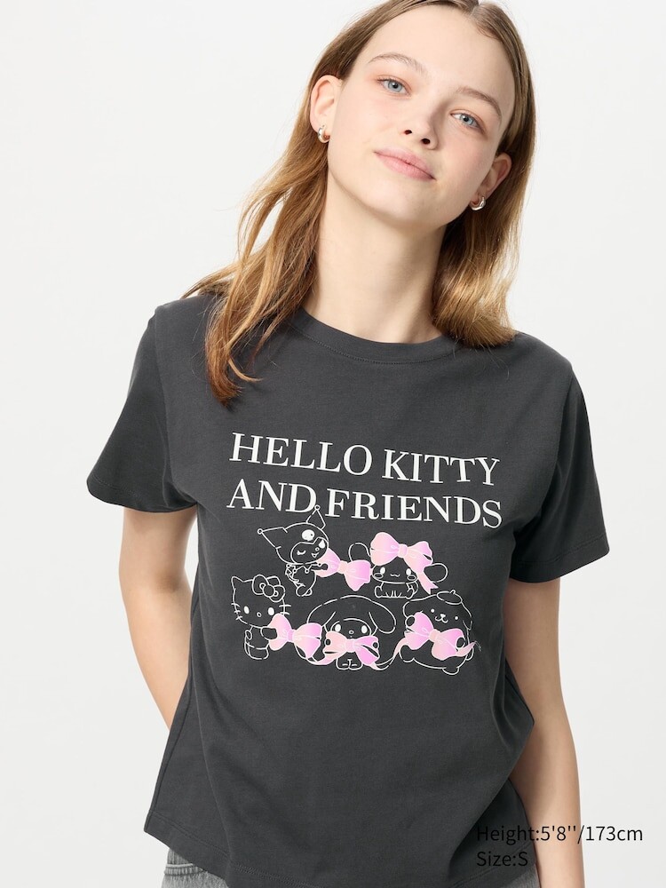 

Футболка с графическими персонажами Sanrio Uniqlo, цвет 08 серый