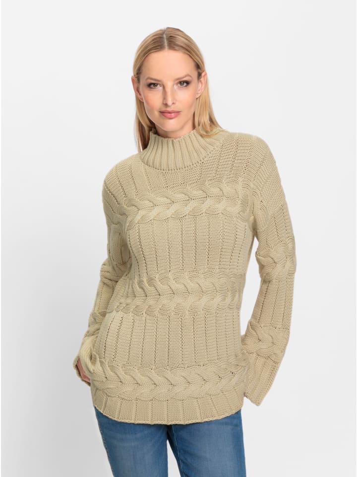 

Свитер с воротником-стойкой песочного цвета Heine