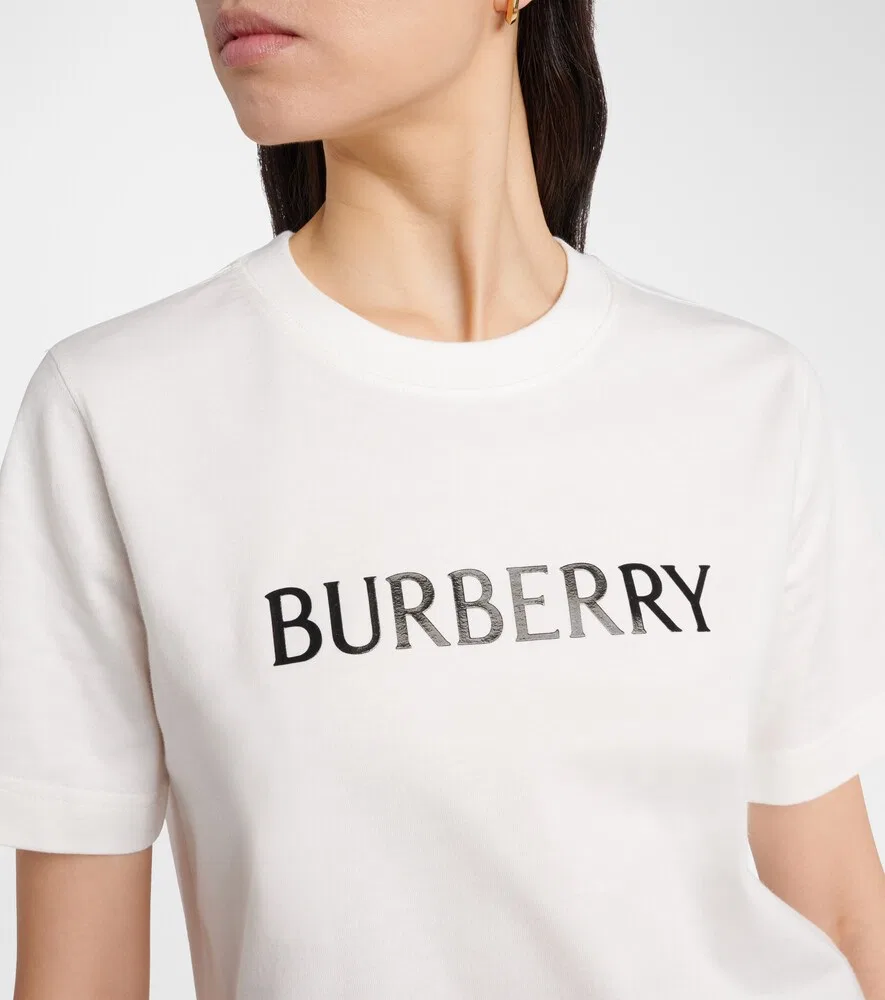 Футболка Burberry, женская, белый, хлопок — фото 4