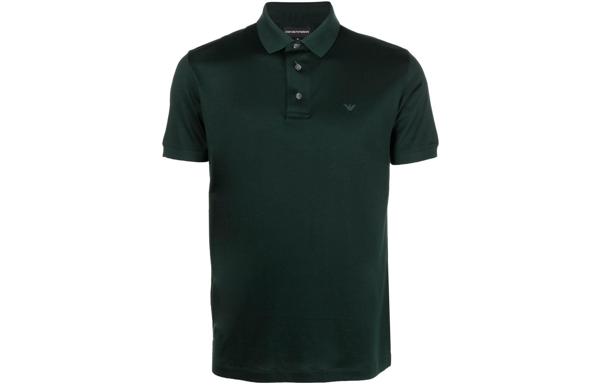 

Поло с коротким рукавом и принтом логотипа EMPORIO ARMANI, темно-зеленый