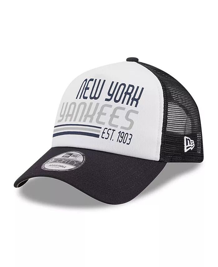

Мужская белая/темно-синяя кепка New York Yankees Stacked A-Frame Trucker 9Forty Adjustable New Era