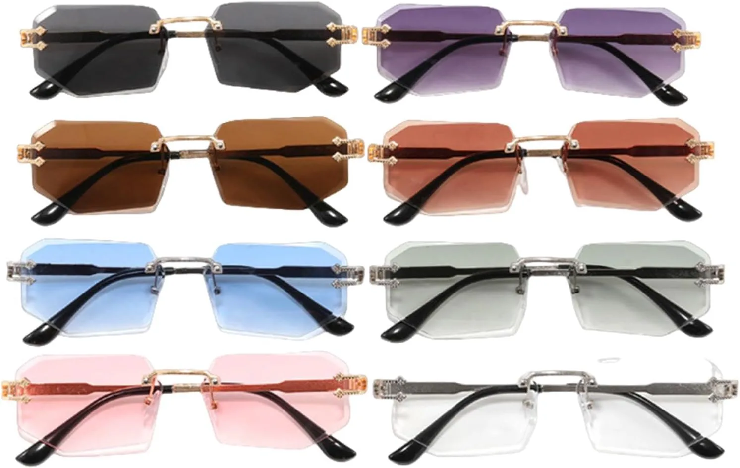 

Стильные металлические солнцезащитные очки без оправы для женщин, роскошные очки с градиентными линзами, модные очки с защитой от УФ-излучения UV400 generic, Silver