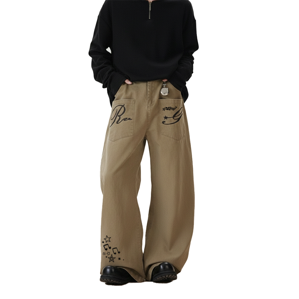 

HUANQIU Джинсы Unisex Khaki Moderate Cargo