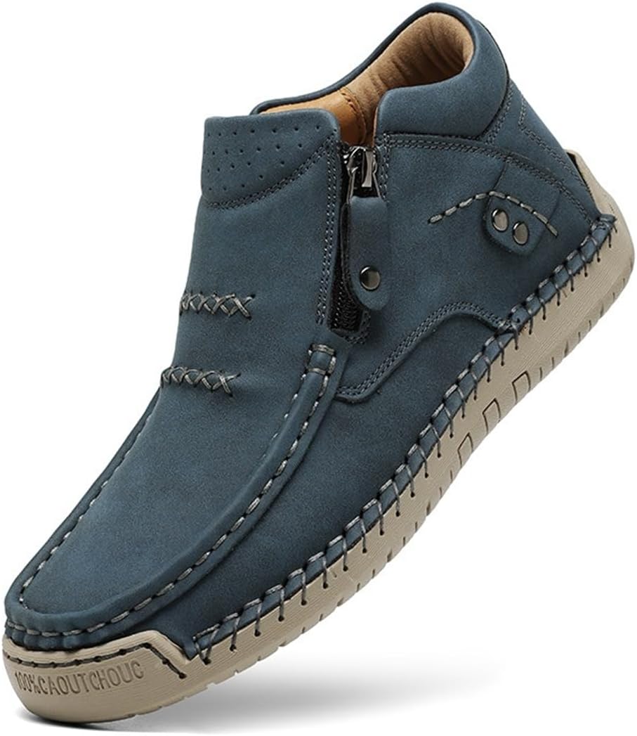 

Мужские и женские высокие лоферы ручной работы с боковой молнией, повседневные, офисные, для путешествий, активного отдыха, походов и прогулок Generic, темно-синий