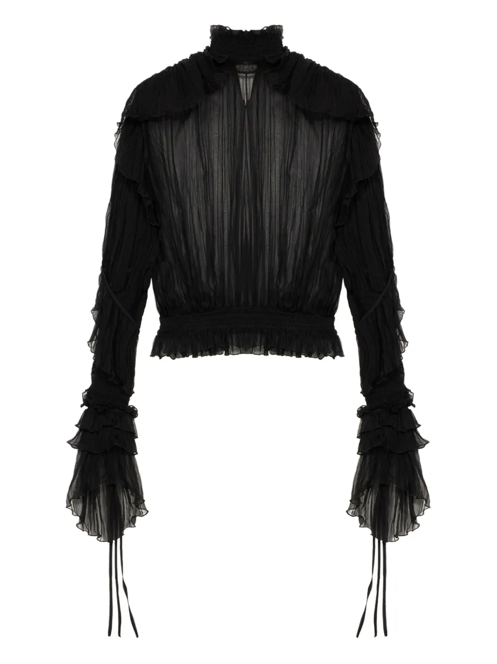 

Кружевная блузка с высоким воротником BLUMARINE, черный