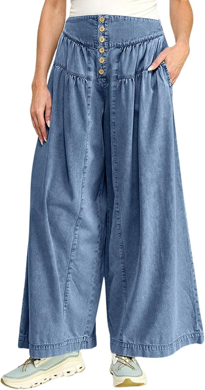 

CHARTOU Женские джинсы-бананы с высокой талией, эластичные, плиссированные