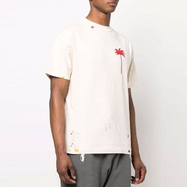 Футболка palm tree painted t-shirt 'off white red' Palm Angels, белый — фото 3