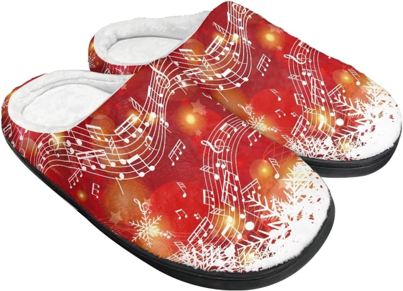 

Праздничные рождественские тапочки для дома и улицы, тапочки, хлопковые тапочки для женщин и мужчин, пушистые зимние тапочки Buxolandt, Christmas Note Print