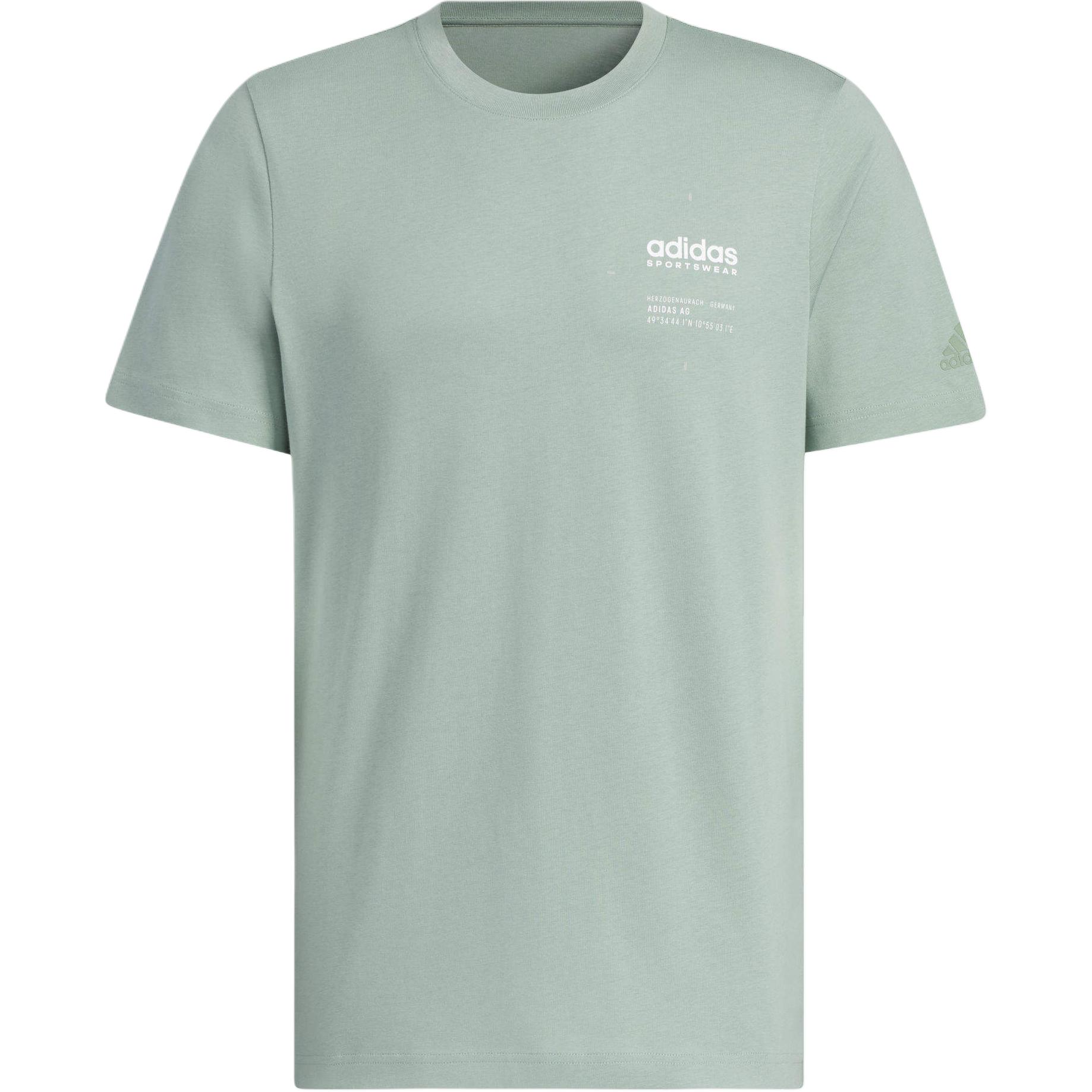 Футболка Small Linear Logo Adidas, зеленый пыльный/белый, азиатский размер — фото 2