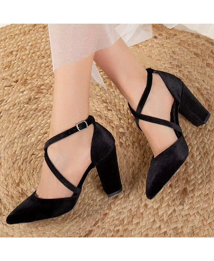 Сина Босоножки на высоком каблуке с перекрещивающимися ремешками Forever & Always Shoes, черный — фото 4