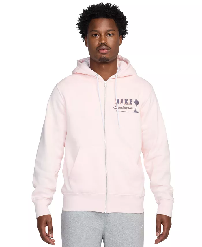 

Мужская худи Club Fleece с двойным слоем, на молнии и логотипом Nike, красный