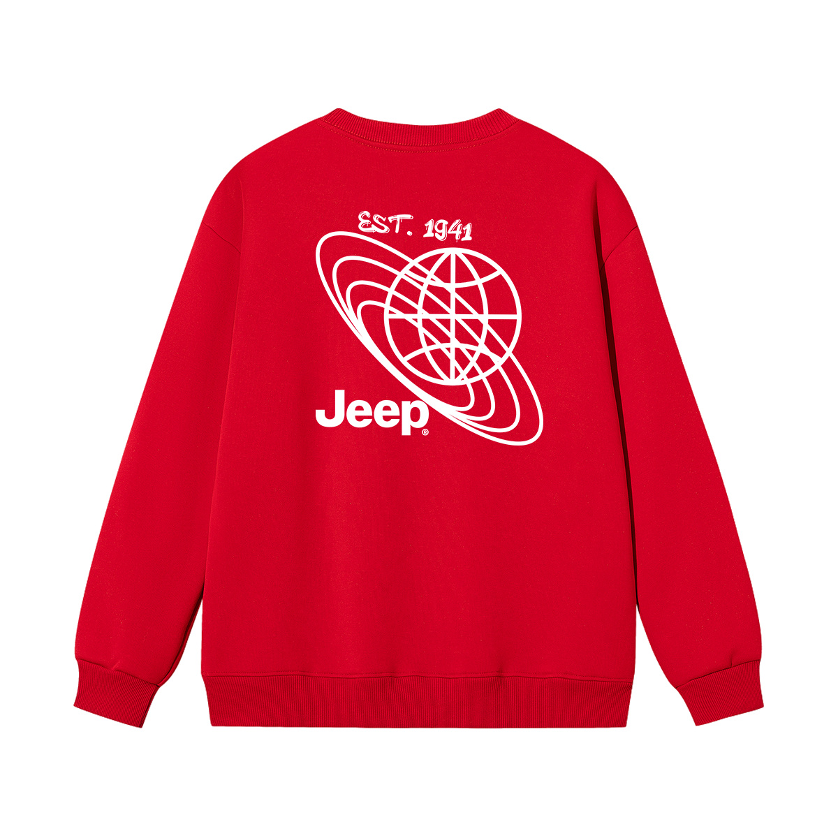 

Детская толстовка с круглым вырезом утолщенная Jeep, new year красный fleece-lined