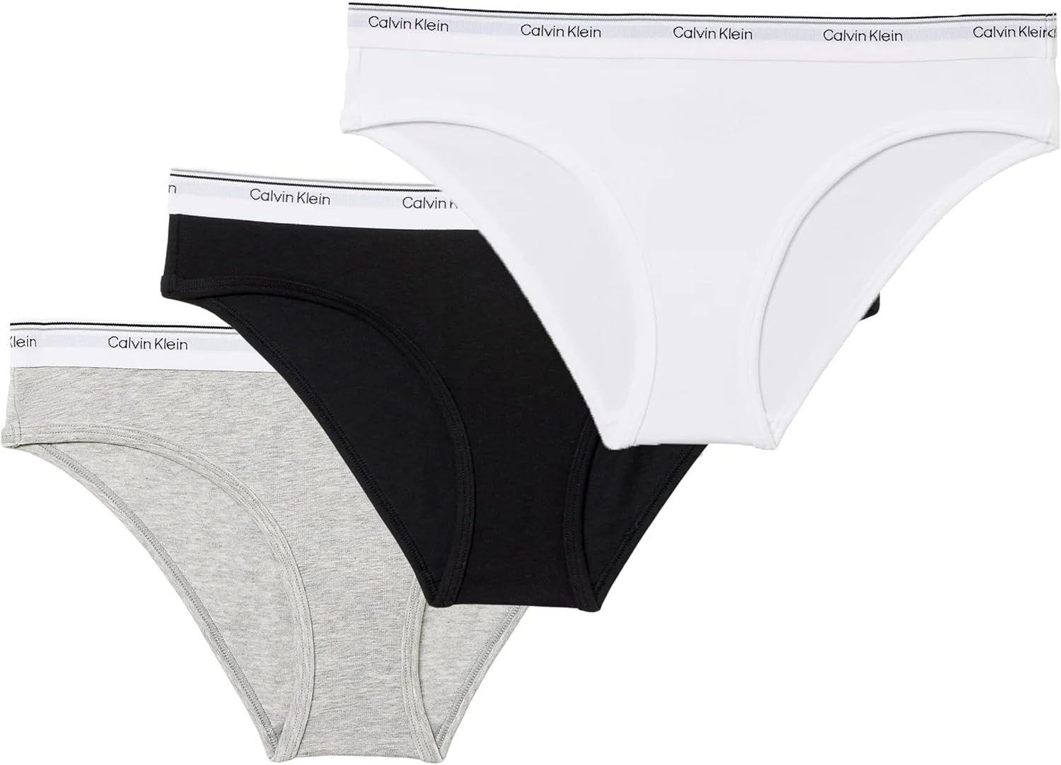 

Женские бикини Calvin Klein из мягкого хлопка и эластичного материала, 3 пары, Black/White/ Gray