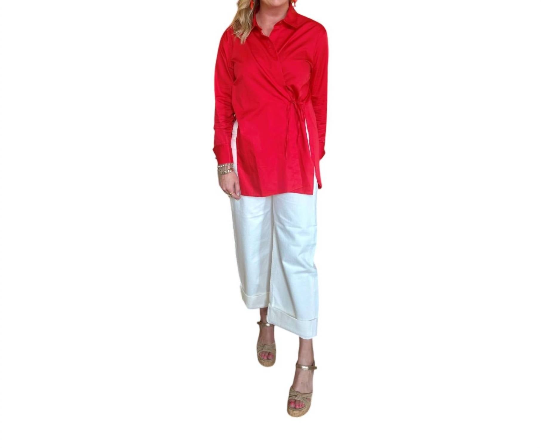 

Длинный обертывающий топ красного цвета Marques almeida