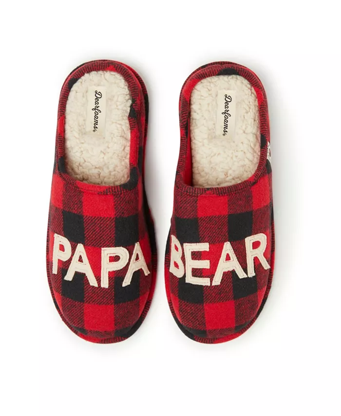 

Мужские домашние тапочки-клоги Papa Bear в клетку Buffalo Dearfoams, красный