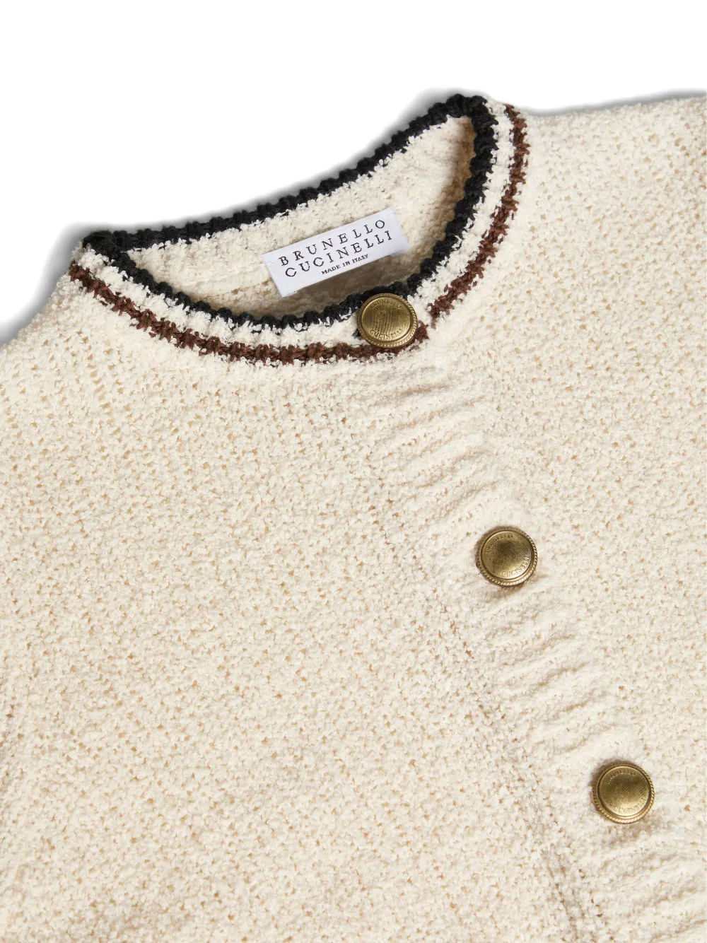 Кардиган на пуговицах Brunello Cucinelli Kids, бежевый — фото 3