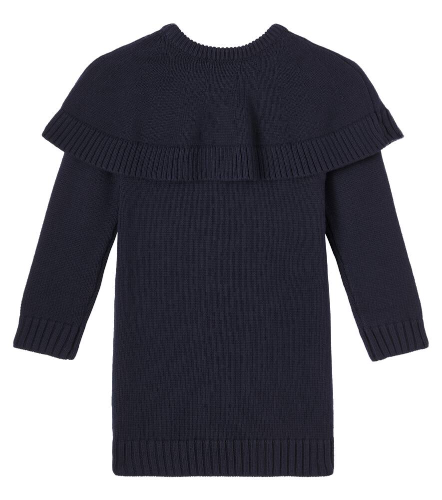 Платье из хлопка и шерсти с пелериной Chloé Kids, Bleu Amiral — фото 3