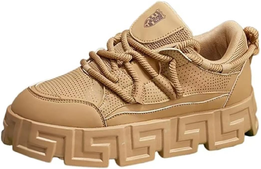 

Мужская спортивная обувь, дышащая, однотонный цвет, толстая подошва, увеличение высоты повседневной обуви, беговые кроссовки, спортзаловые кроссовки Lexamen, хаки