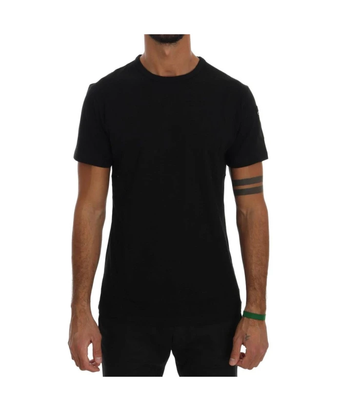 

Черная хлопковая футболка с круглым вырезом Daniele Alessandrini, черный