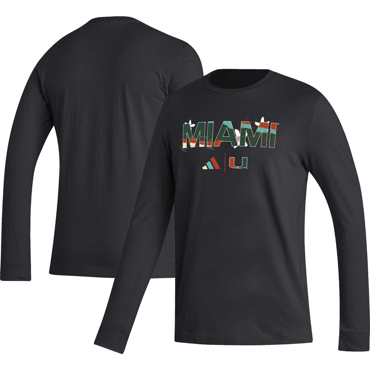 

Мужская черная футболка с длинным рукавом Miami Hurricanes Honoring Black Excellence adidas, Черный, Мужская черная футболка с длинным рукавом Miami Hurricanes Honoring Black Excellence adidas